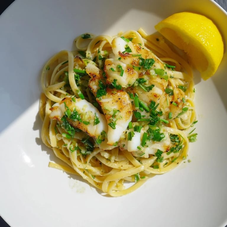 Lemony Crispy Fish Pasta features perfectly cooked pasta with tender fish and bright flavors.