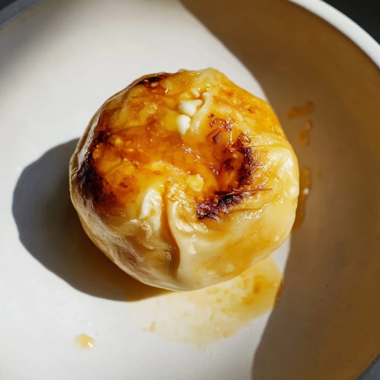 Freshly cooked Chīzu Imomochi, Japanese potato mochi with a golden crust and gooey mozzarella filling, glistening under a thick soy-honey glaze, sitting beside a bowl of mirin-based dipping sauce and sesame seeds.
