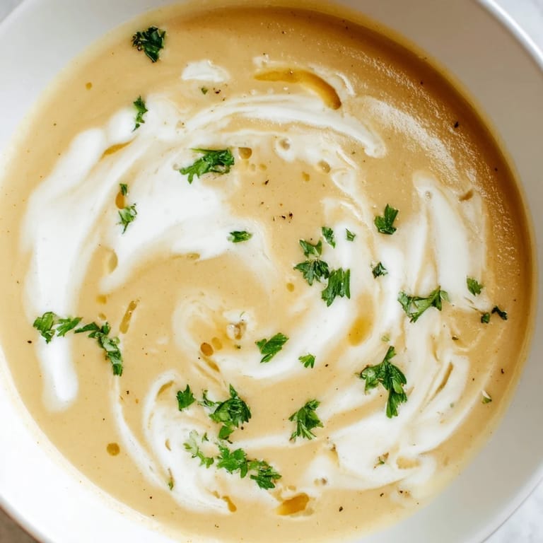Velvety roasted garlic soup, a comforting vegetarian and gluten-free option, pairs beautifully with crusty bread for dipping.  