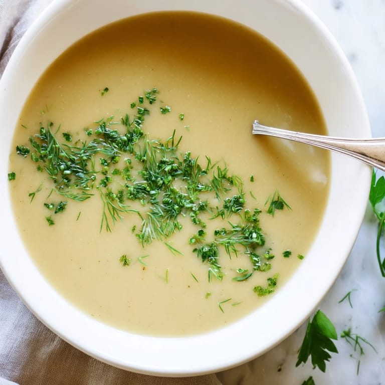 Golden roasted parsnips blended into a velvety parsnip and herb soup, served hot alongside crusty bread for dipping.