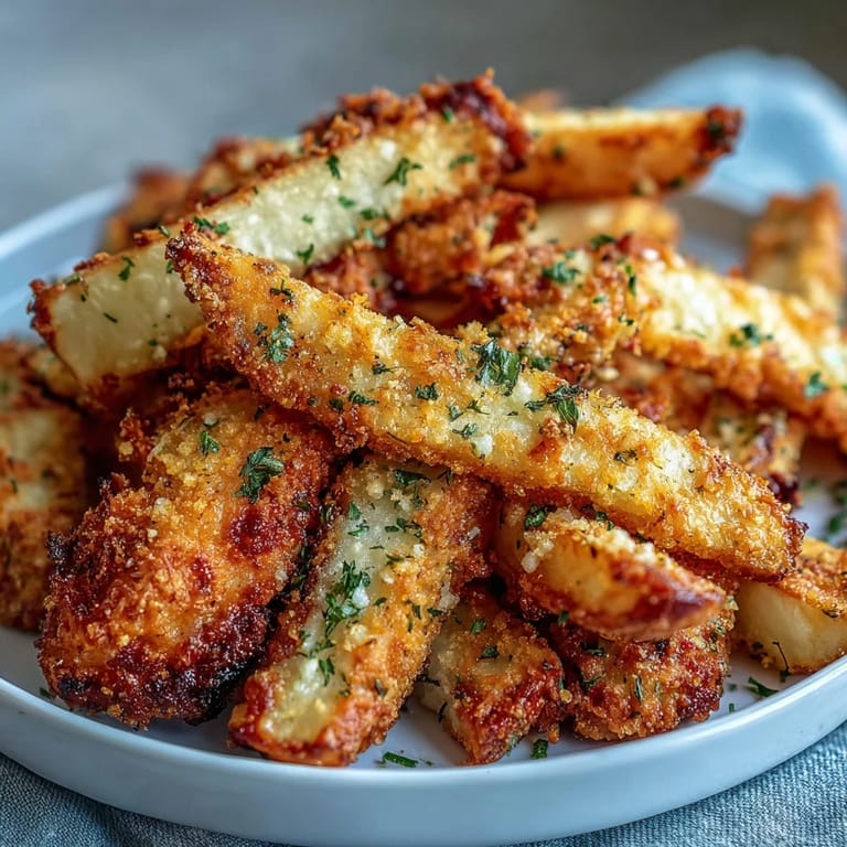 Freshly served Crispy Baked Chicken Parmesan Fries with dipping sauces, a delicious high-protein appetizer or main dish.