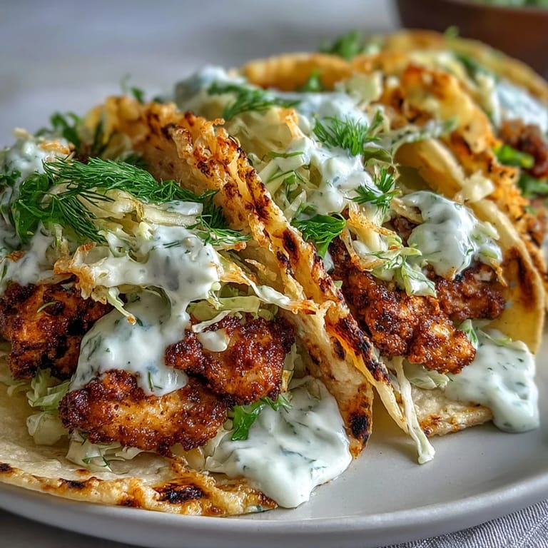 Gluten-free Dill Pickle Ranch Smash Chicken Tacos featuring golden cheese rims, juicy ground chicken, and vibrant toppings, ready to eat for an easy weeknight dinner.