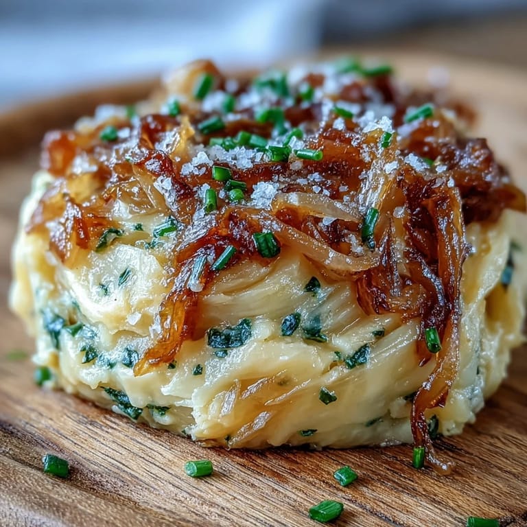 Savory Caramelized Onion Butter Board served with crisp crackers and baguette, ideal for a party appetizer.