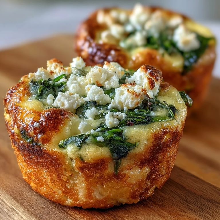 Freshly baked Keto Spinach and Feta Egg Muffins served warm, perfect for a healthy meal prep snack.