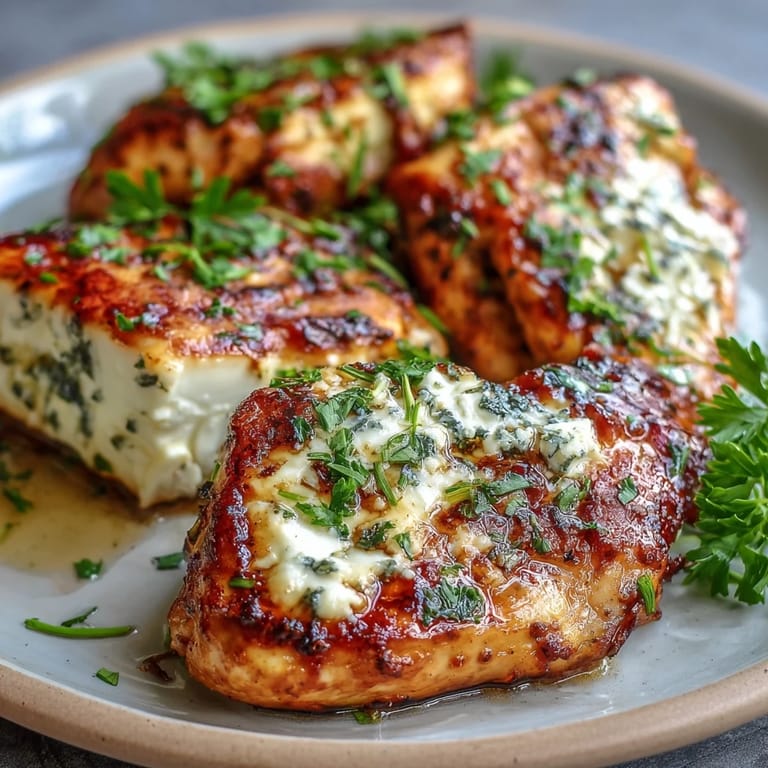 Golden-brown hot honey feta chicken breasts topped with creamy cheese and a glossy honey drizzle, served hot from the oven for a protein-packed meal.