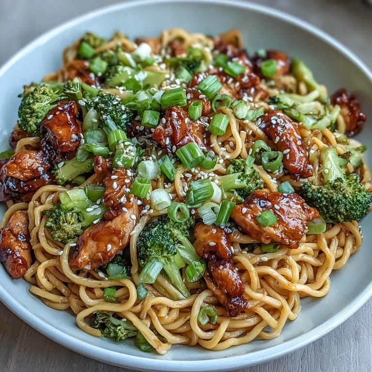 Aromatic garlic chicken and colorful vegetables served over soft egg noodles, drizzled with a sweet and savory honey soy glaze for bold Asian-inspired flavor.