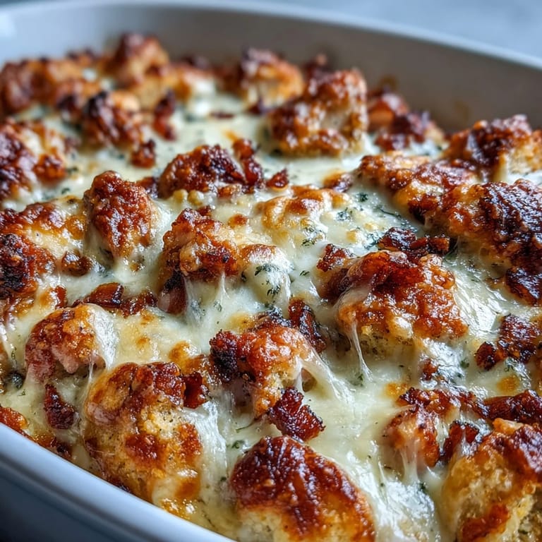 Low-carb casserole layered with tender chicken, smoky ham, and Swiss cheese, topped with almond flour crust for keto-friendly comfort.