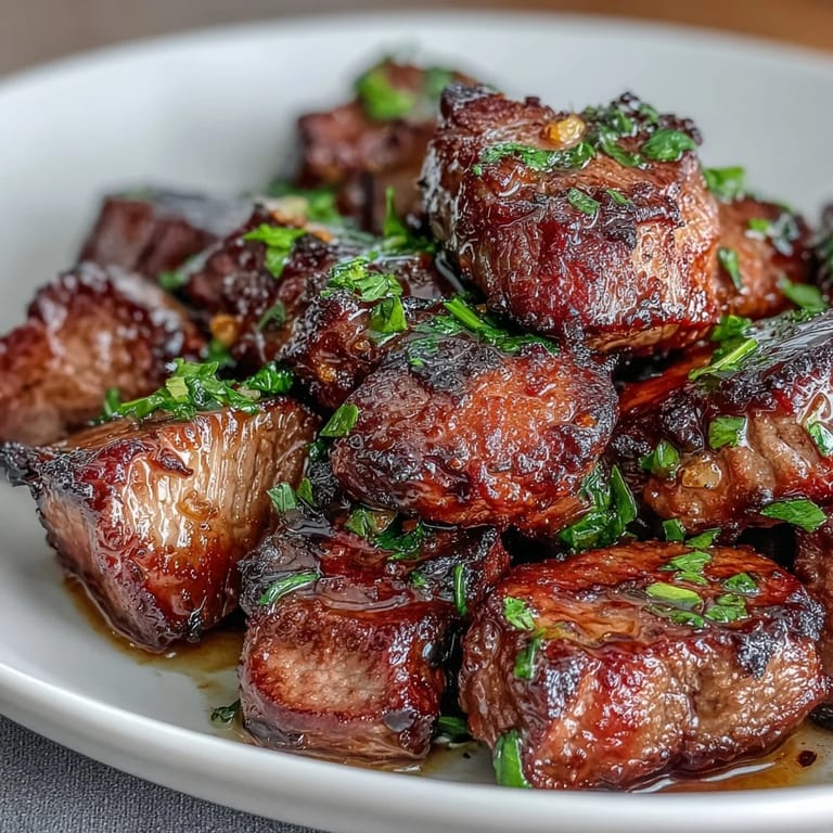 Succulent garlic butter steak bites alongside crunchy almond flour avocado fries and delicate zucchini ribbons, creating a satisfying low-carb dining experience.