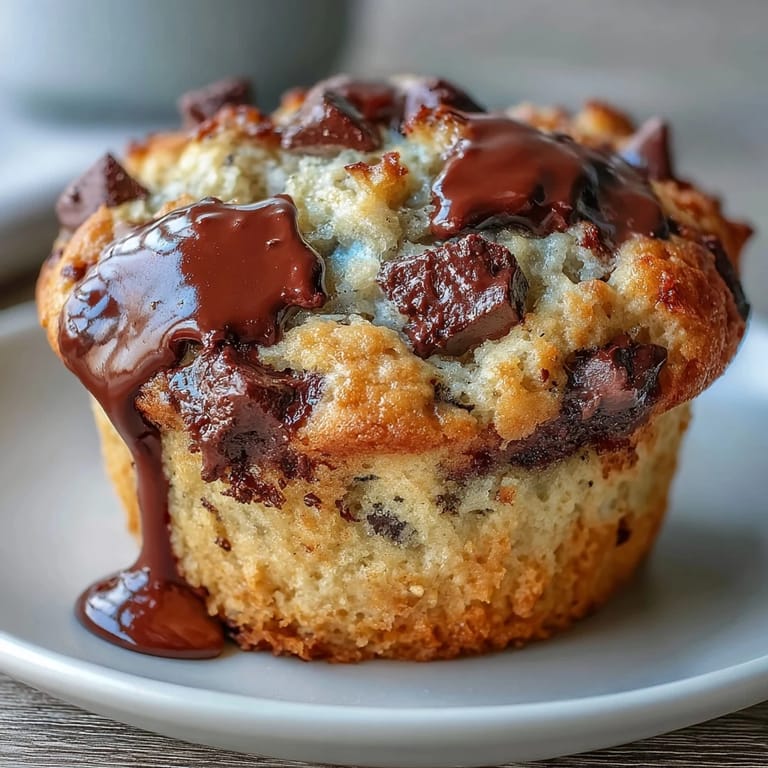 Moist sourdough banana muffins with rich chocolate chips, ideal for a sweet breakfast or satisfying treat on the go.