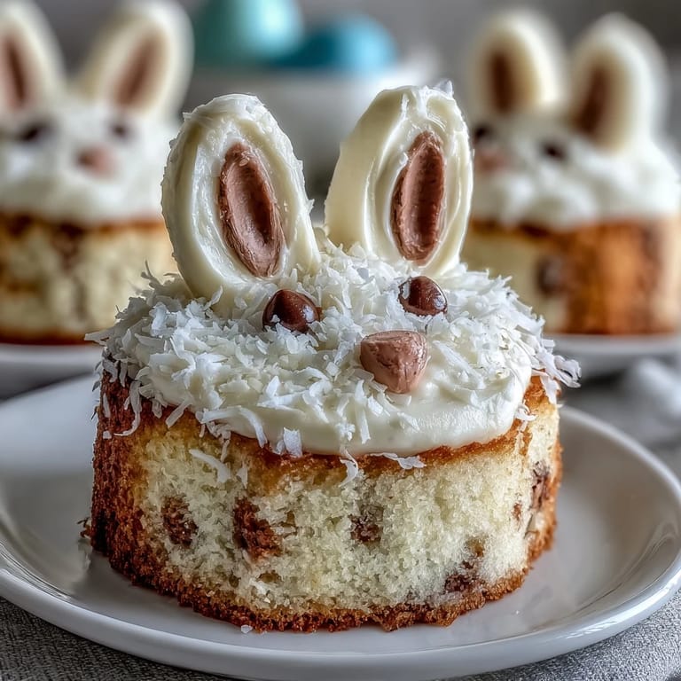 Adorable Easter bunny-shaped mini cakes with moist vanilla sponge, buttercream frosting, and fun candy details perfect for kids' parties.