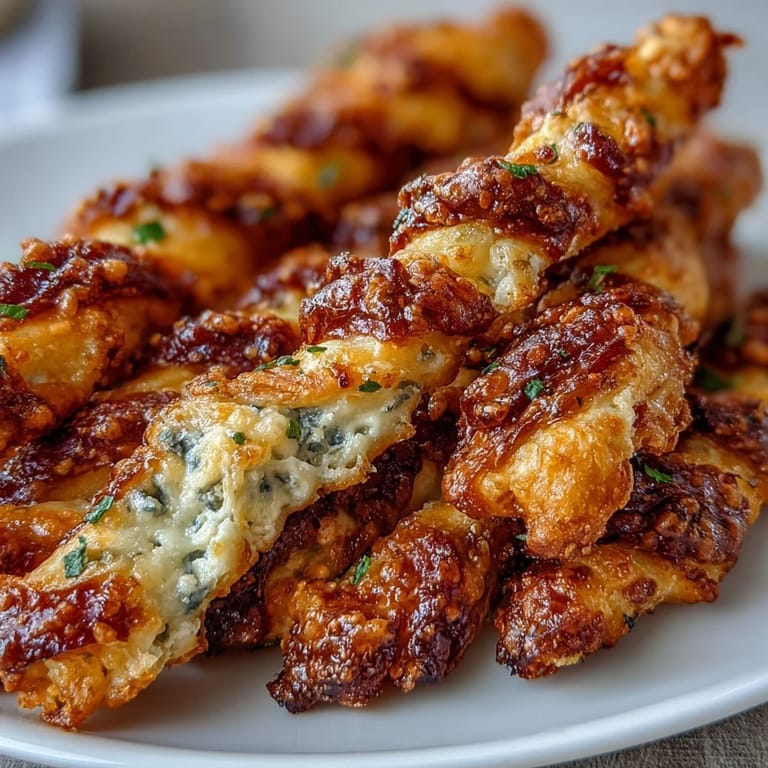 Golden Parmesan cheese straws with a hint of cayenne spice, offering a buttery crunch and Southern charm for any appetizer spread.