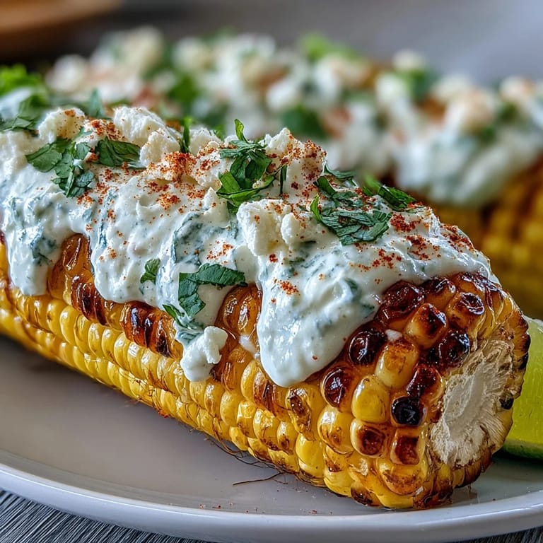 Fresh corn on the cob, smothered in tangy mayo-lime sauce, sprinkled with Cotija cheese, chili, and fresh cilantro for a Mexican street corn twist.