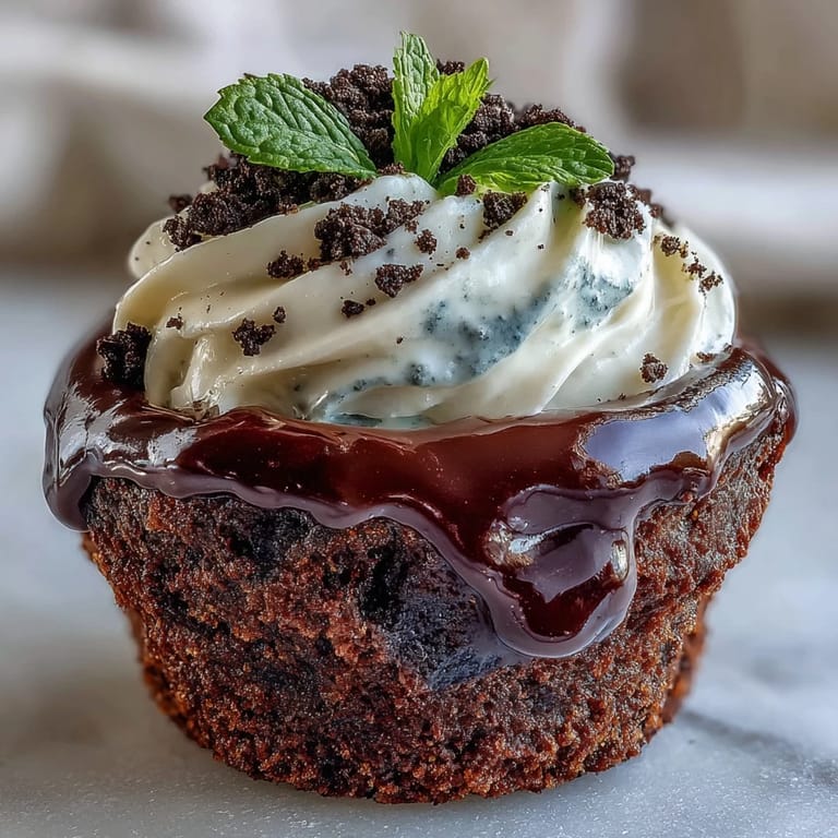 Rich chocolate brownies nestled in tiny pots, topped with creamy frosting and edible flowers.