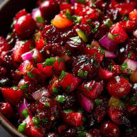 A bowl of Cranberry Jalapeño Salsa.