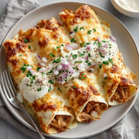 A plate of food with a fork on it.