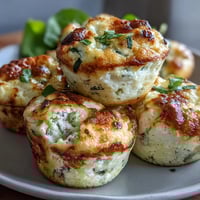 Golden-brown Cottage Cheese Egg Bites fresh from the oven, resting on a cooling rack with steam rising.