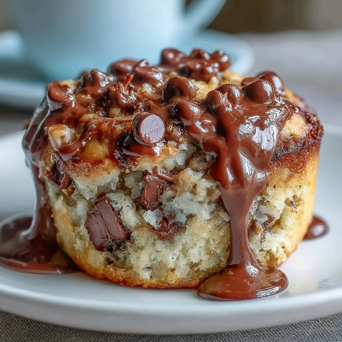 Warm chocolate chip sourdough banana muffins with golden tops and gooey chocolate pockets, perfect for breakfast or an afternoon snack.  